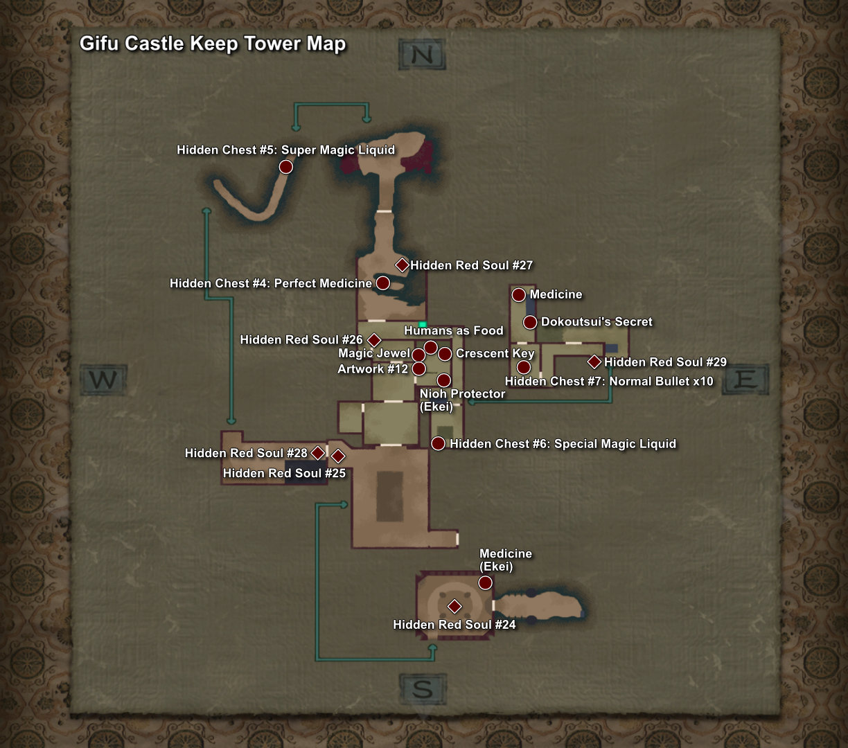 301. Gifu Castle East Area Item Map (Part 1)