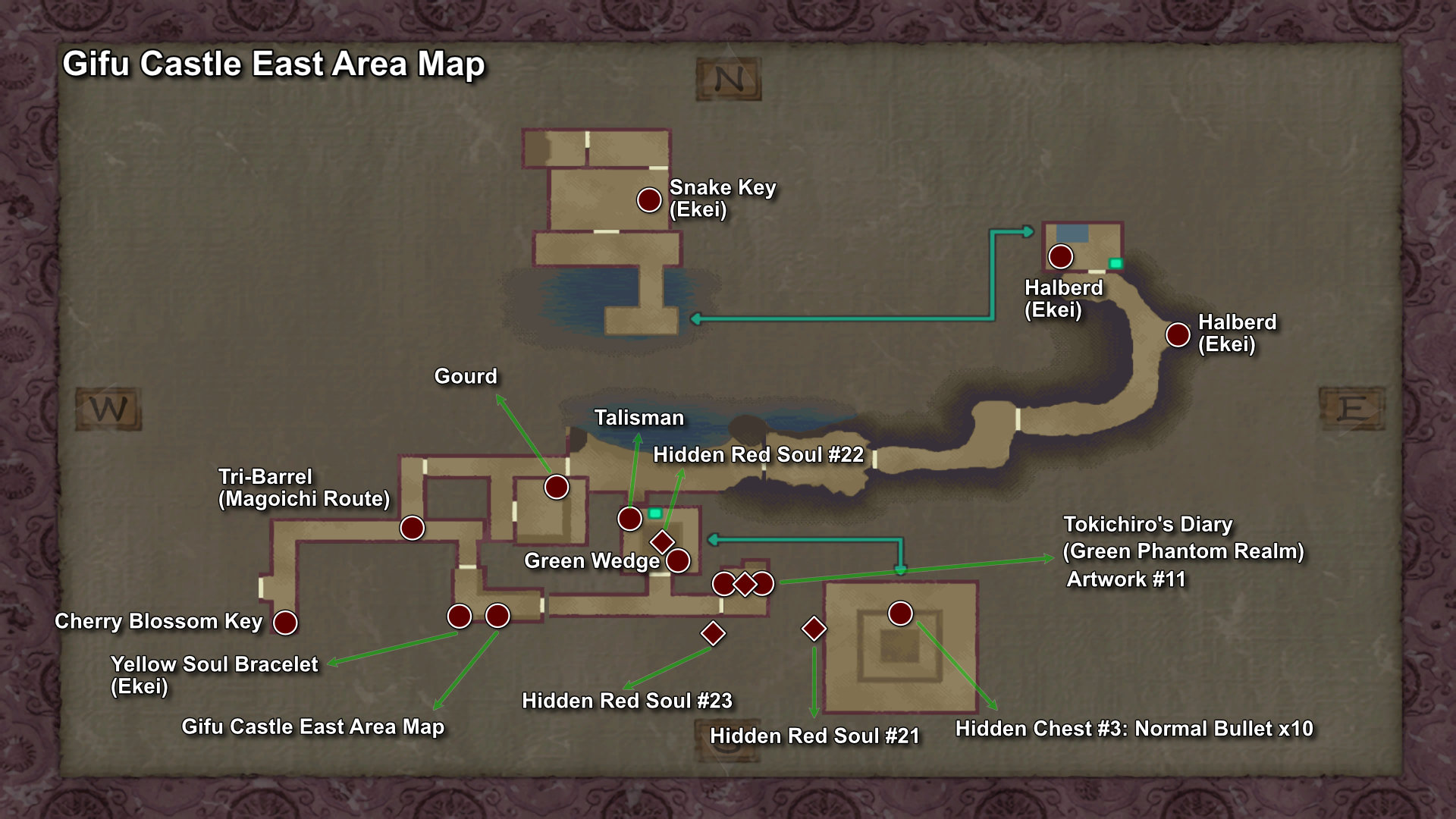 300. Gifu Castle East Area Item Map (Part 1)