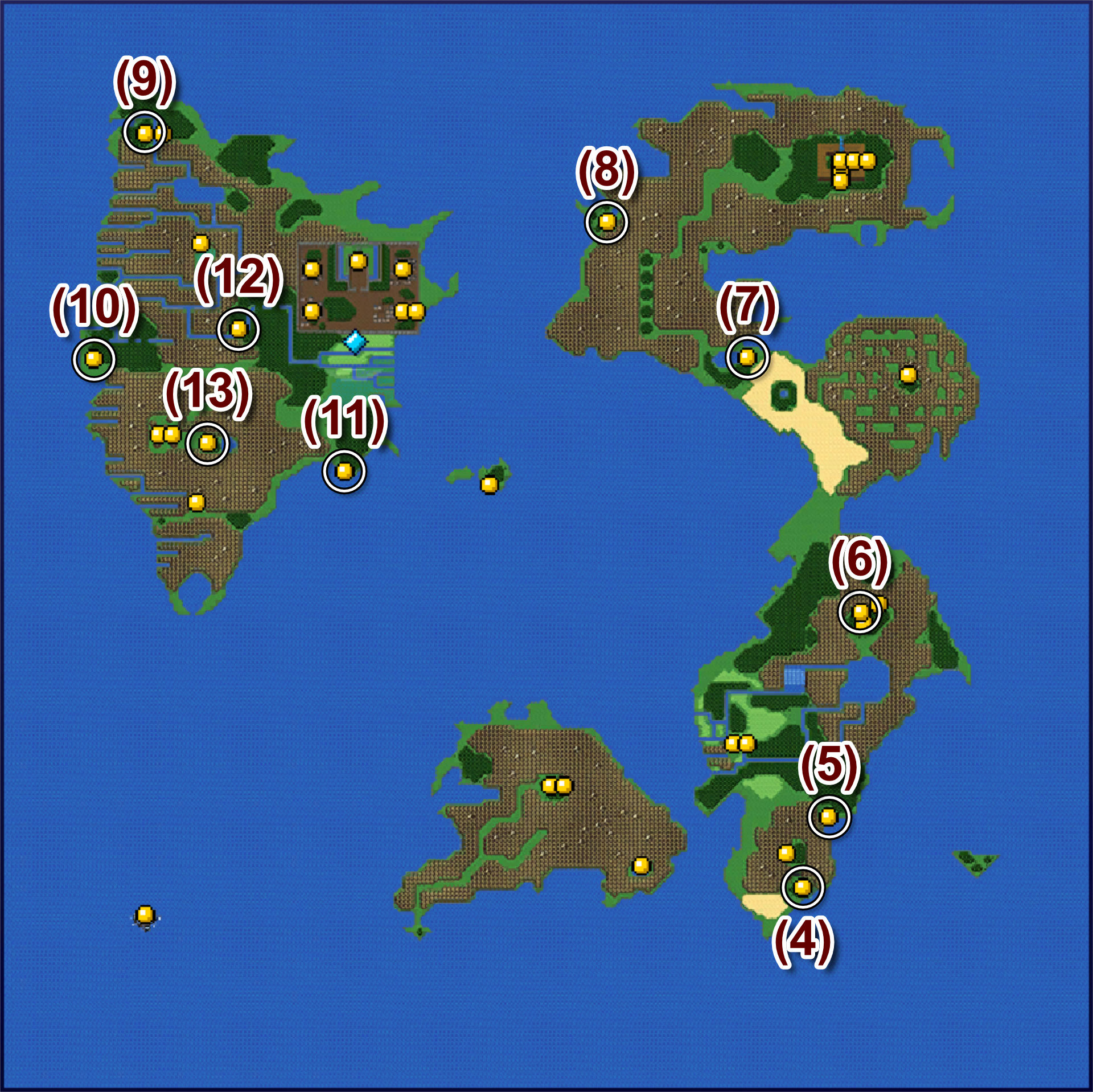 056. Chocobo Woods Locations - Surface World
